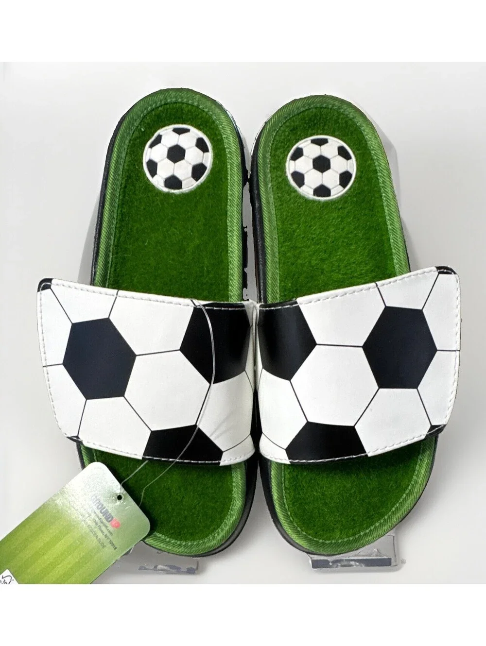 Men’s Soccer Novelty Slide Sandals Green/Black/White Size 8 World Cup Fans